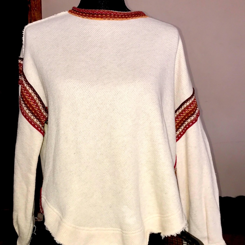 {$15 BUNDLED} FREE PEOPLE Oversized Cream Brown Burnt Orange Sweater